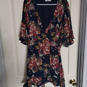 Floral wrap dress with sleeves